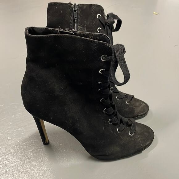 Lace Up Black Heels Size 7.5 - Picture 1 of 6